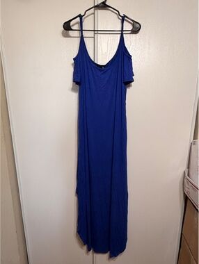 White Mark Women's 3XL Blue Cold Shoulder Maxi Dress NWT